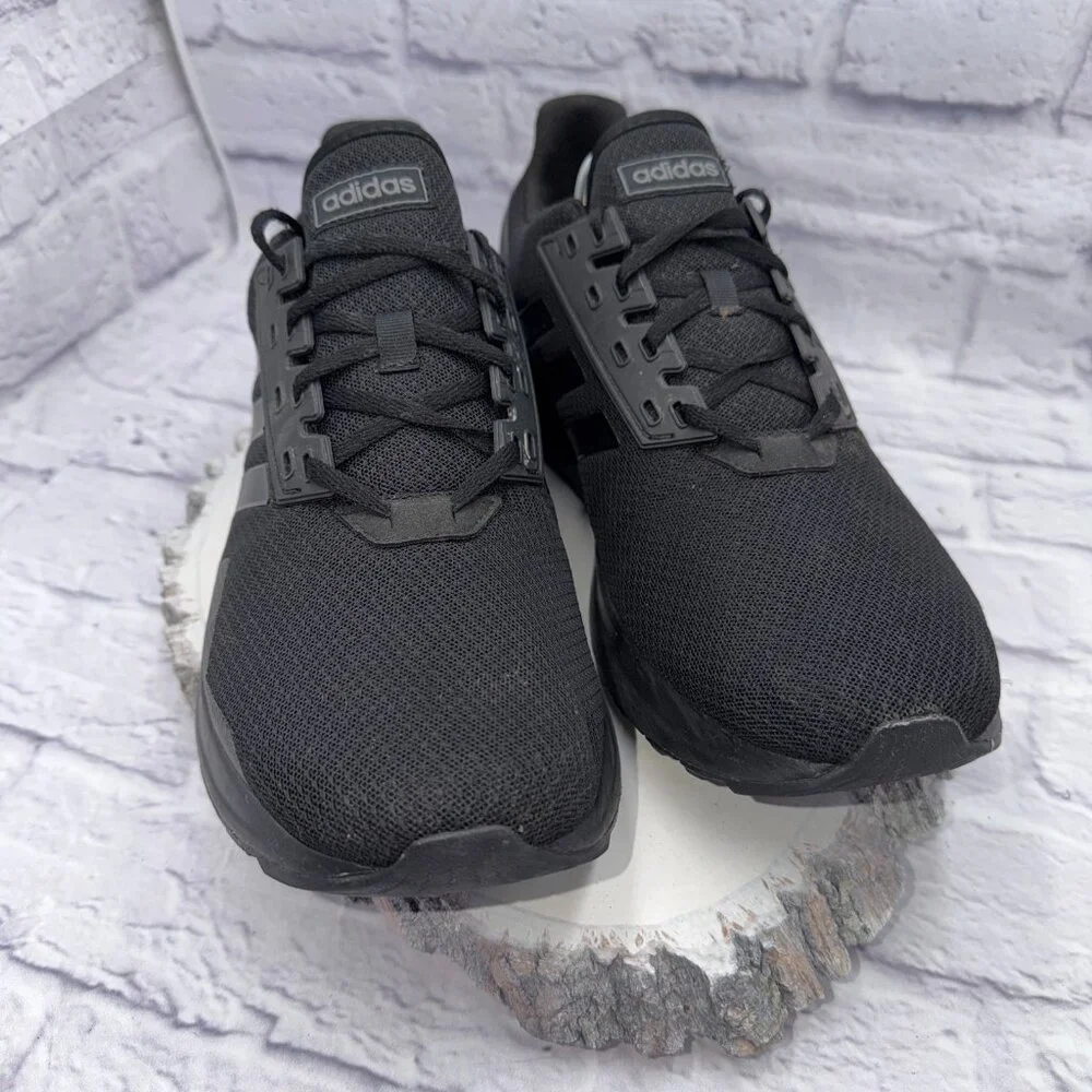 Adidas Duramo 9 Mens Size 12.5 Triple Black Walking Running Shoes Sneakers - Picture 2 of 14
